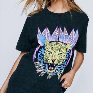 🆕 Def Leppard Graphic Vintage Print Charcoal T-Shirt